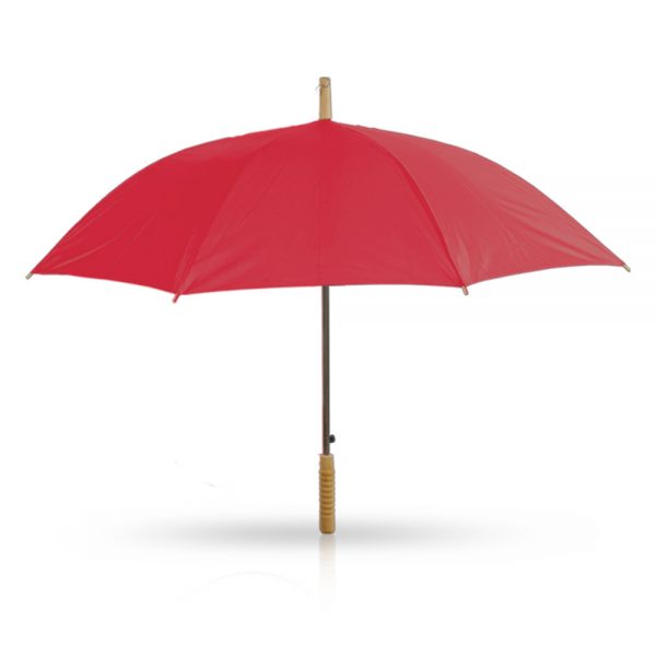 מטריה אדומה עם מוט מתכת